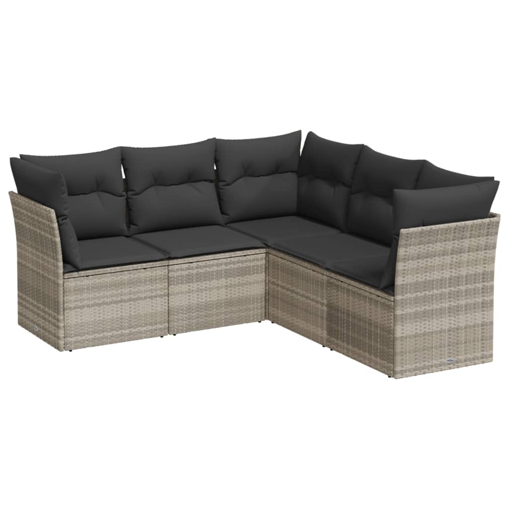 5-delige Loungeset met kussens poly rattan lichtgrijs is nu te koop bij PeponiXL, paradijselijk wonen!