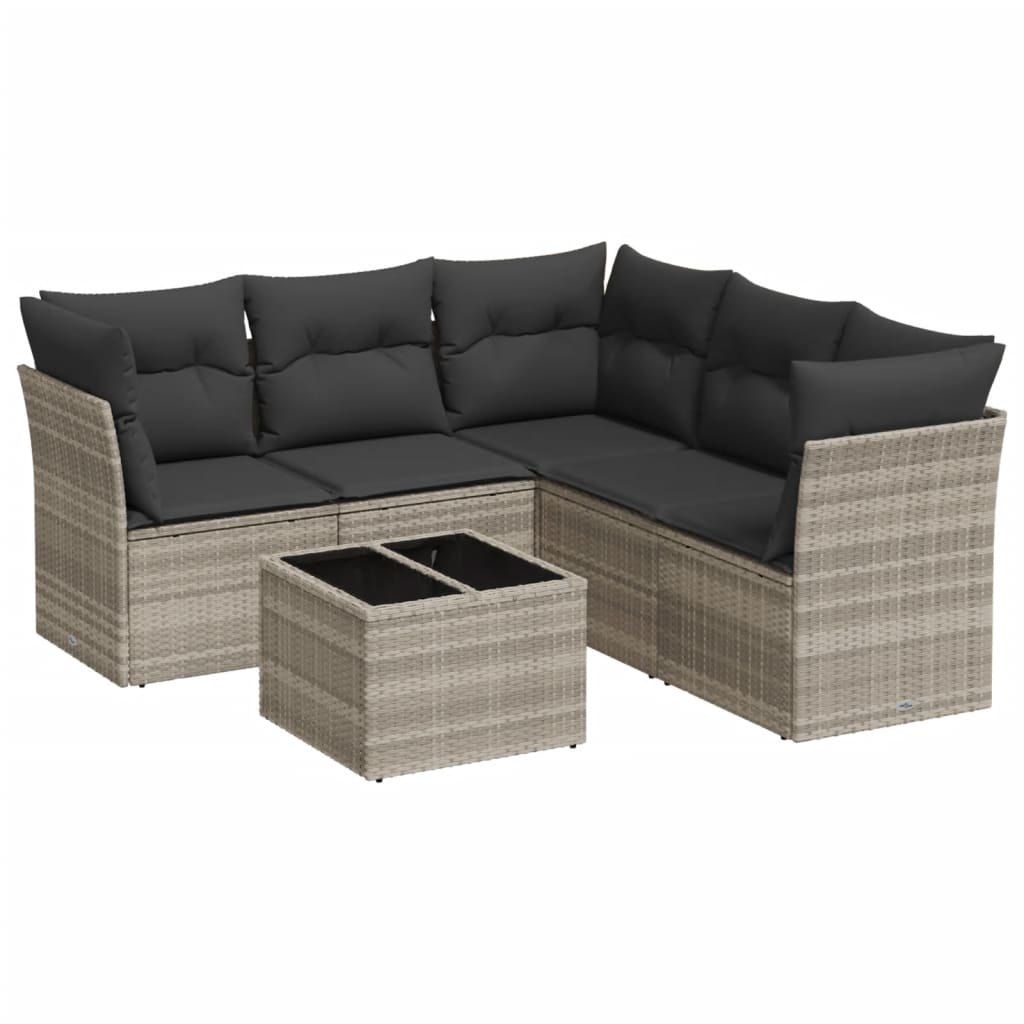 6-delige Loungeset met kussens poly rattan lichtgrijs is nu te koop bij PeponiXL, paradijselijk wonen!