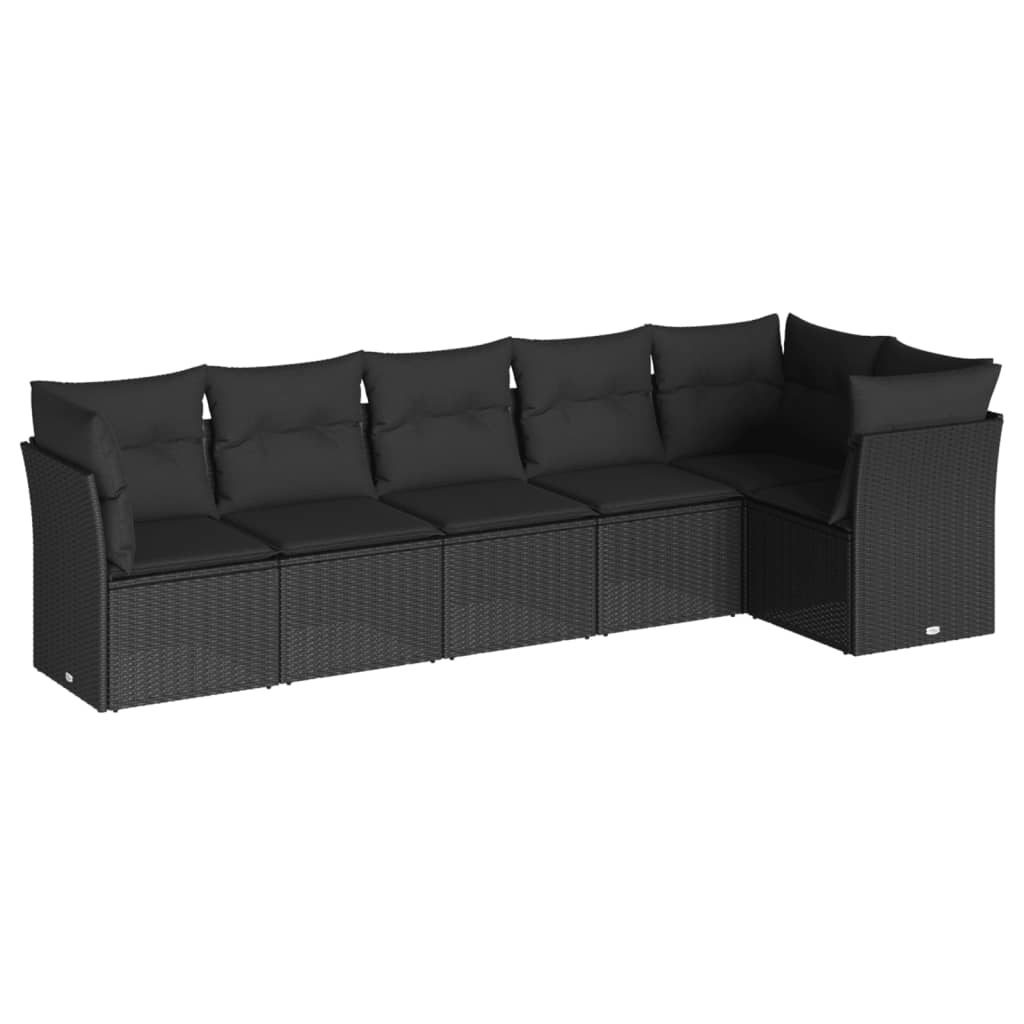6-delige Loungeset met kussens poly rattan zwart is nu te koop bij PeponiXL, paradijselijk wonen!