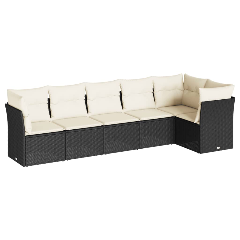 6-delige Loungeset met kussens poly rattan zwart is nu te koop bij PeponiXL, paradijselijk wonen!