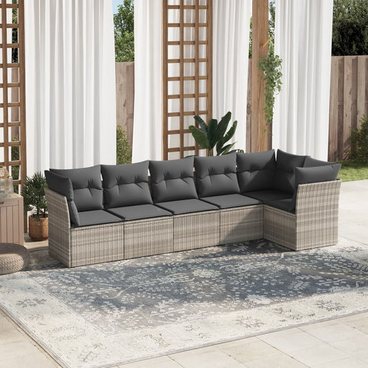 6-delige Loungeset met kussens poly rattan lichtgrijs is nu te koop bij PeponiXL, paradijselijk wonen!