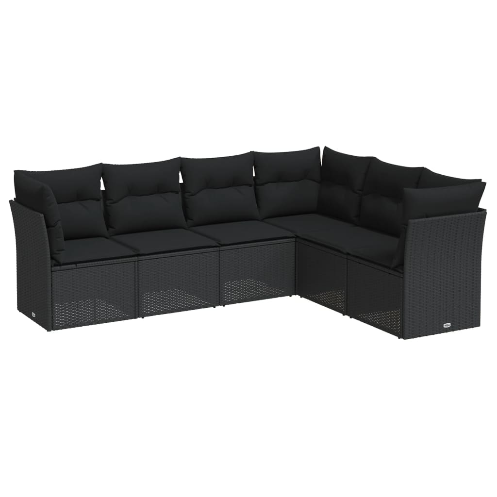 6-delige Loungeset met kussens poly rattan zwart is nu te koop bij PeponiXL, paradijselijk wonen!