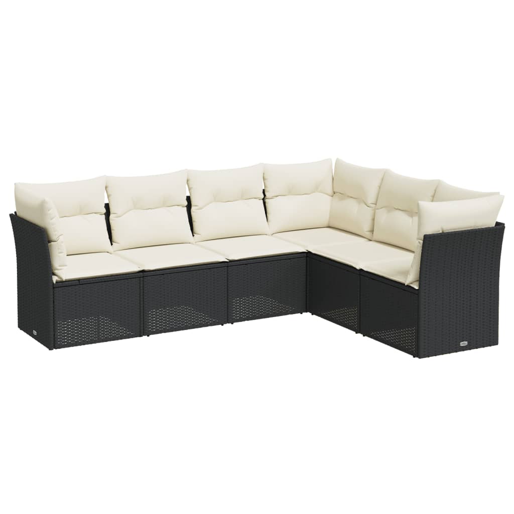 6-delige Loungeset met kussens poly rattan zwart is nu te koop bij PeponiXL, paradijselijk wonen!