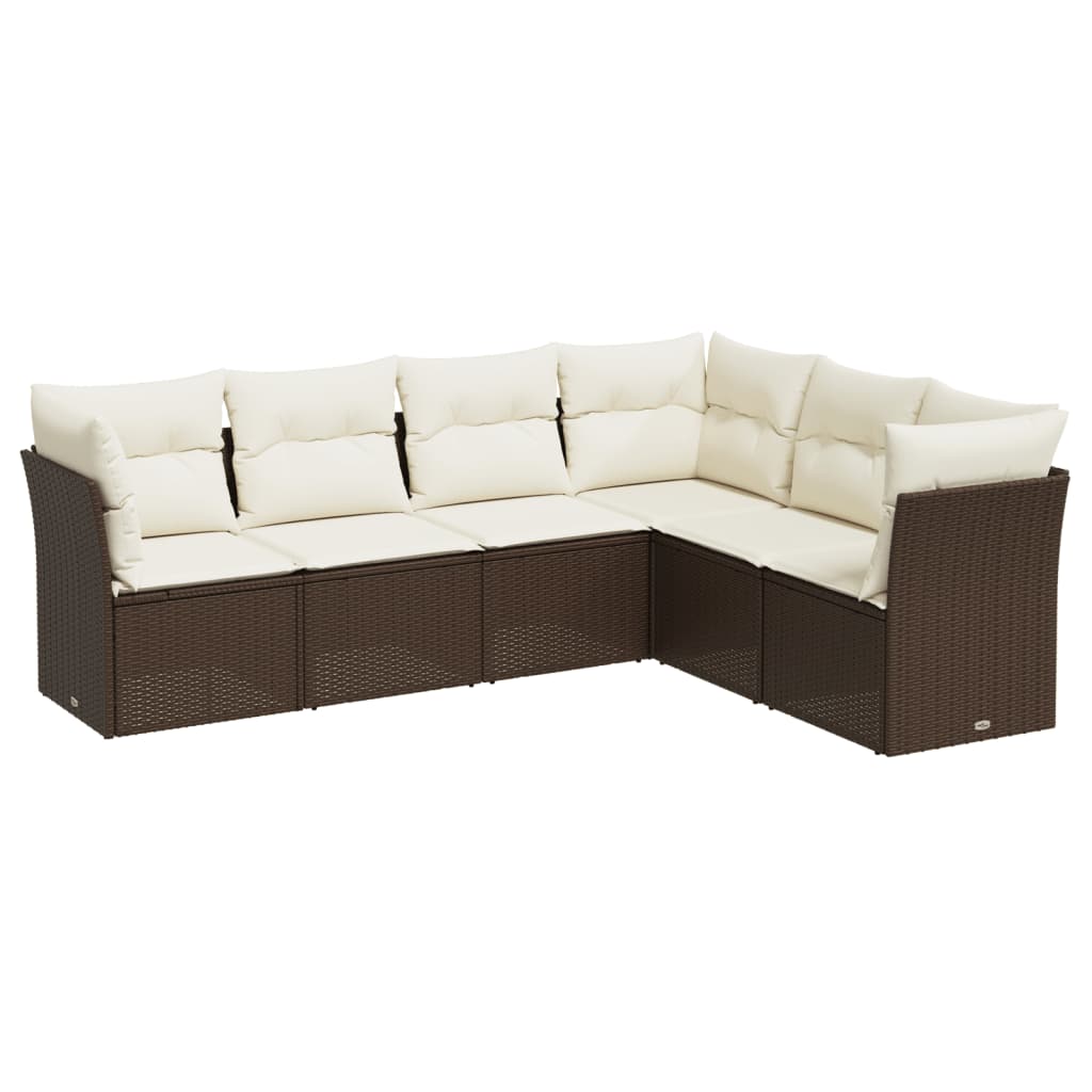 6-delige Loungeset met kussens poly rattan bruin is nu te koop bij PeponiXL, paradijselijk wonen!