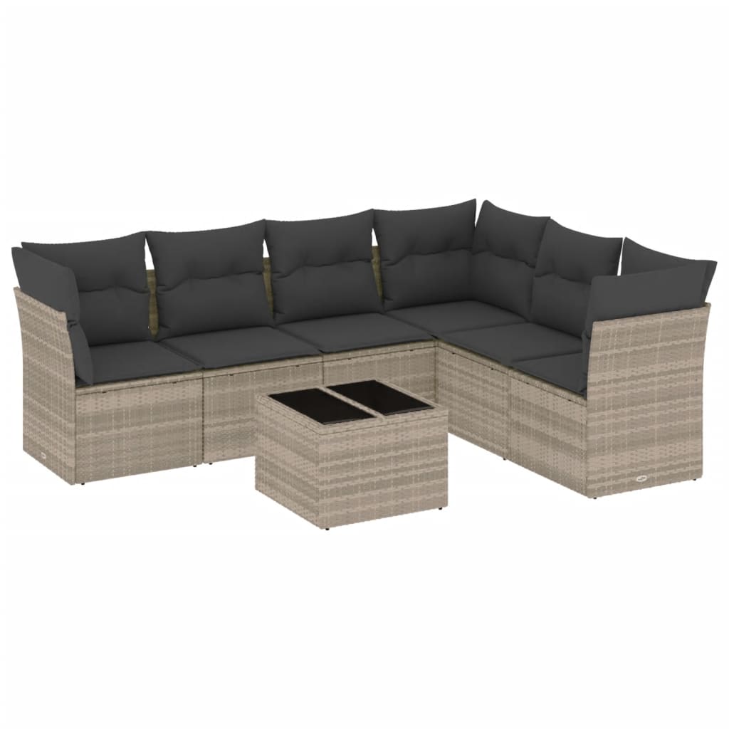 7-delige Loungeset met kussens poly rattan lichtgrijs is nu te koop bij PeponiXL, paradijselijk wonen!