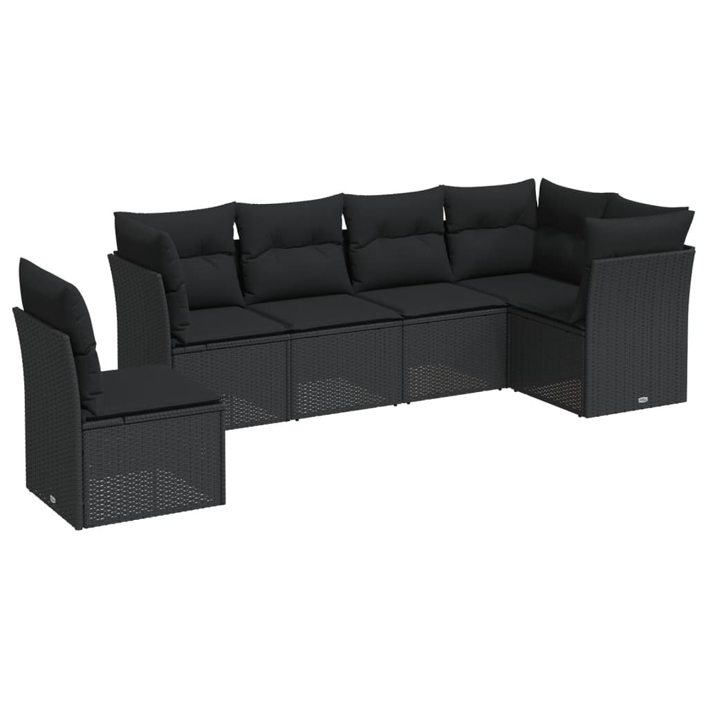 6-delige Loungeset met kussens poly rattan zwart is nu te koop bij PeponiXL, paradijselijk wonen!