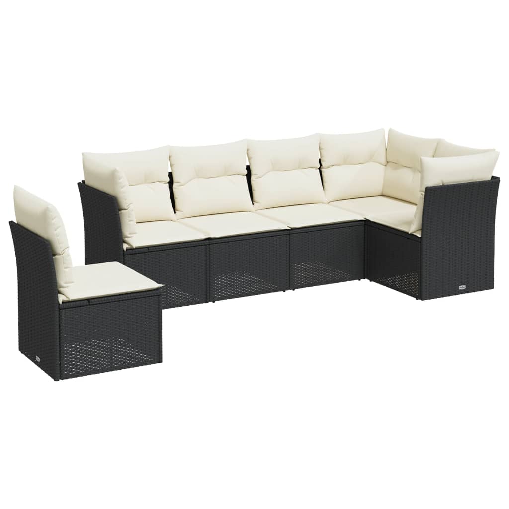 6-delige Loungeset met kussens poly rattan zwart is nu te koop bij PeponiXL, paradijselijk wonen!