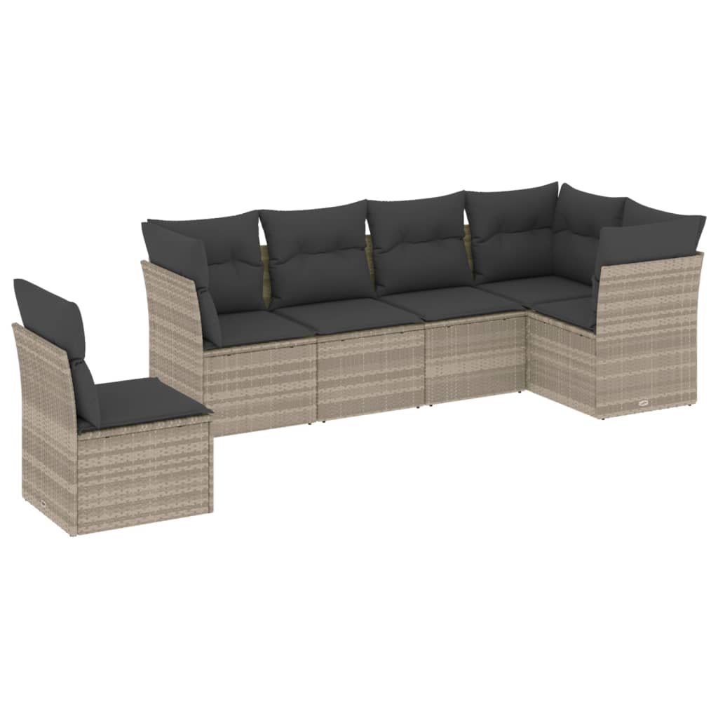 6-delige Loungeset met kussens poly rattan lichtgrijs is nu te koop bij PeponiXL, paradijselijk wonen!