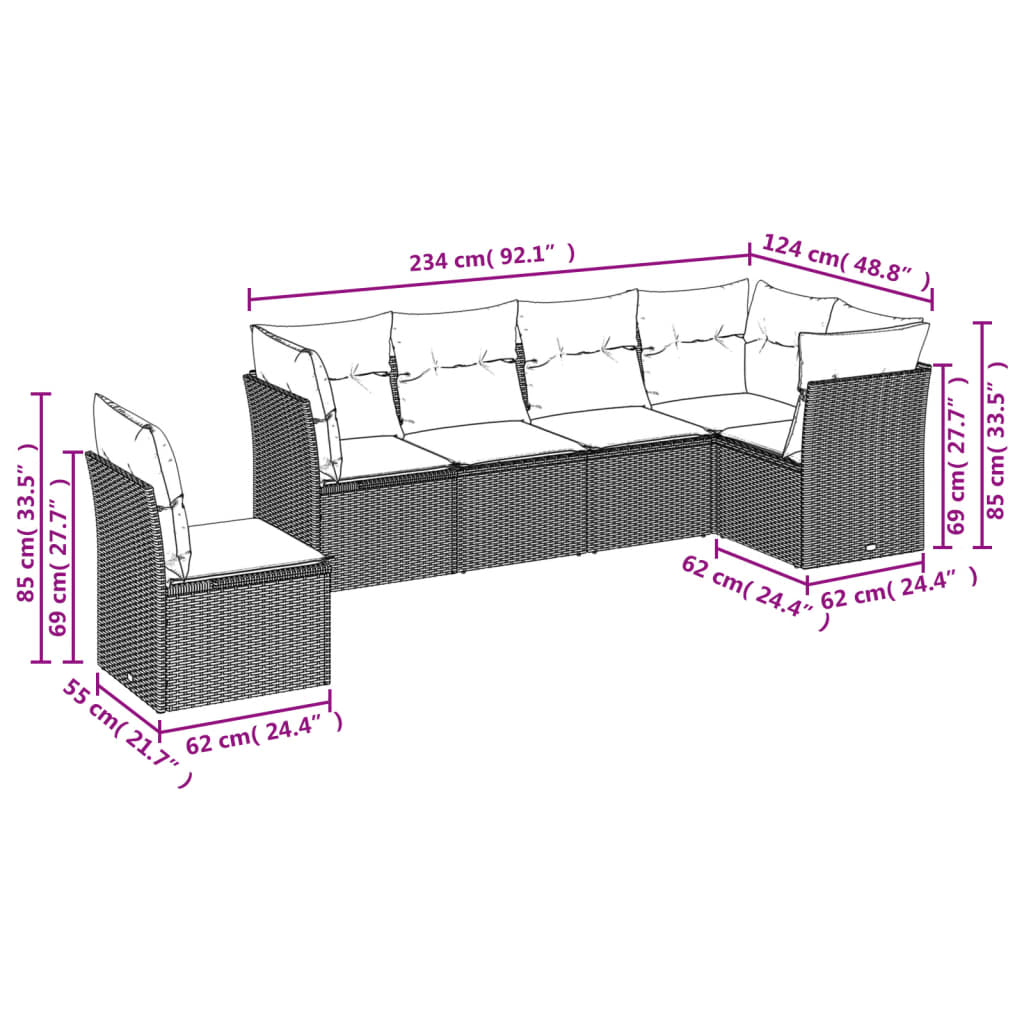 6-delige Loungeset met kussens poly rattan lichtgrijs is nu te koop bij PeponiXL, paradijselijk wonen!
