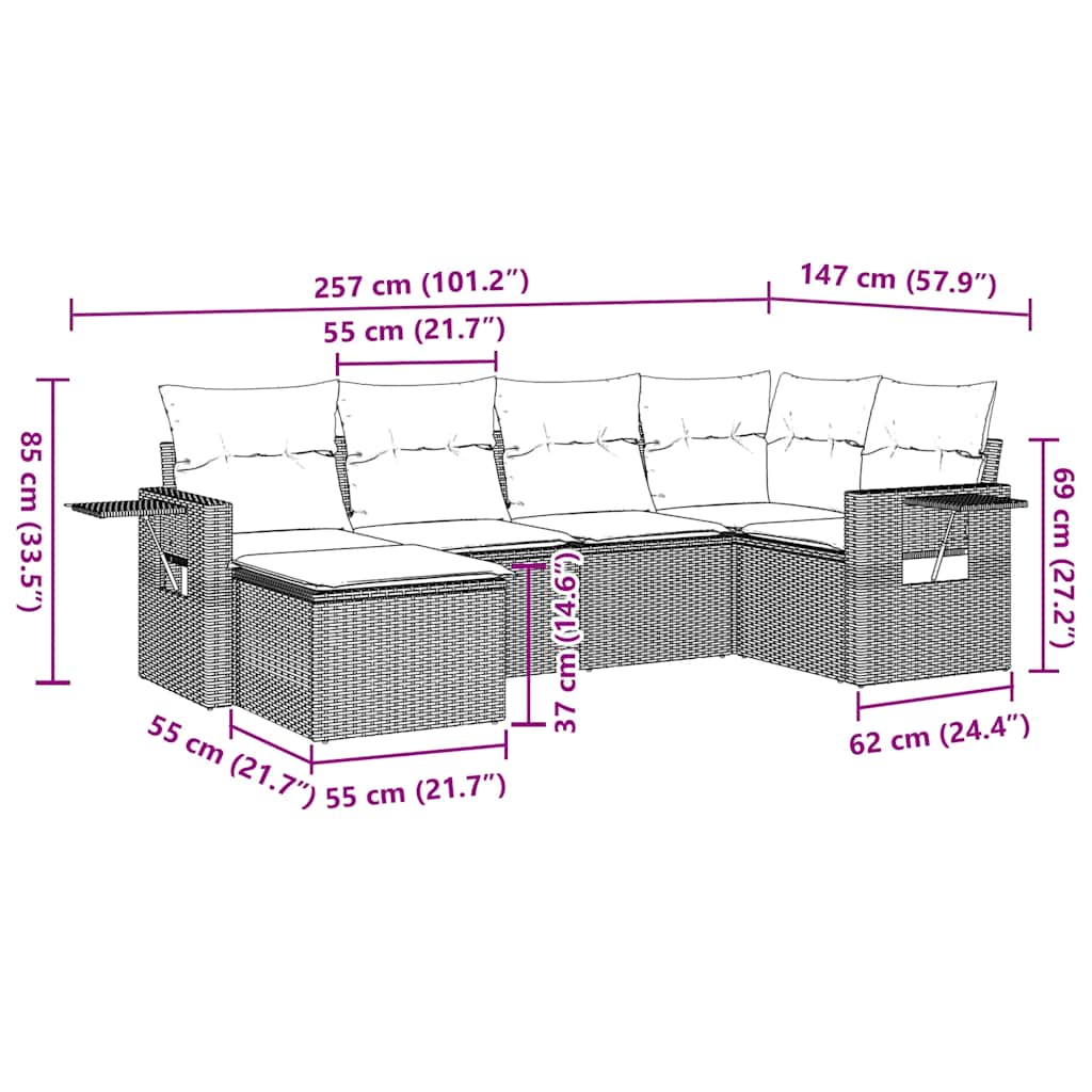 7-delige Loungeset met kussens poly rattan zwart is nu te koop bij PeponiXL, paradijselijk wonen!