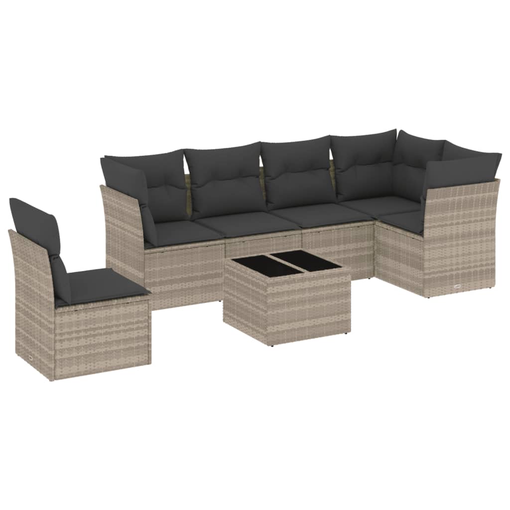 7-delige Loungeset met kussens poly rattan lichtgrijs is nu te koop bij PeponiXL, paradijselijk wonen!