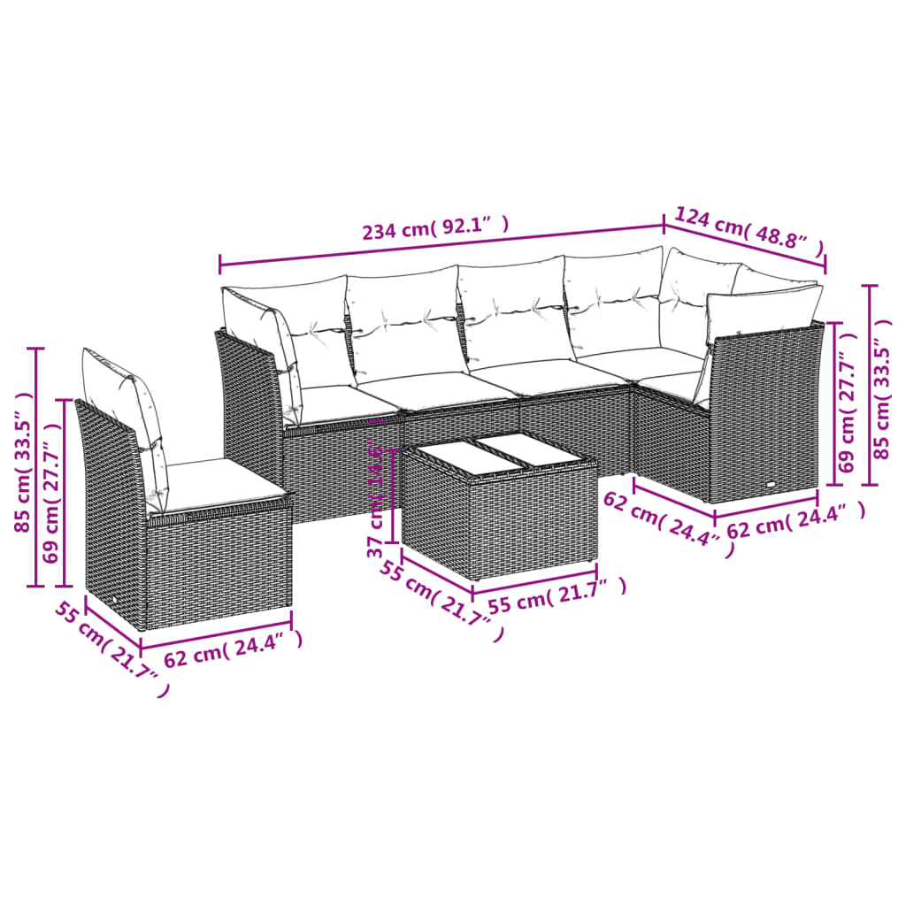7-delige Loungeset met kussens poly rattan lichtgrijs is nu te koop bij PeponiXL, paradijselijk wonen!