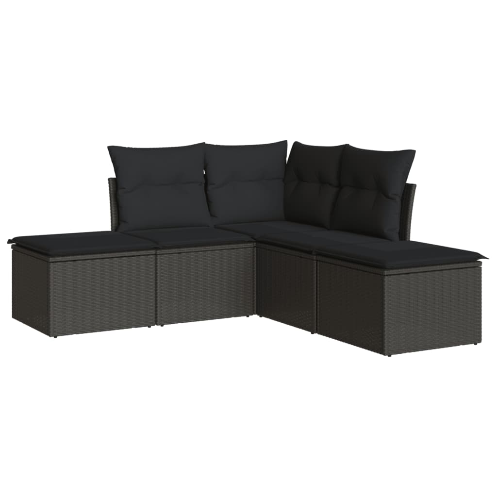 5-delige Loungeset met kussens poly rattan zwart is nu te koop bij PeponiXL, paradijselijk wonen!