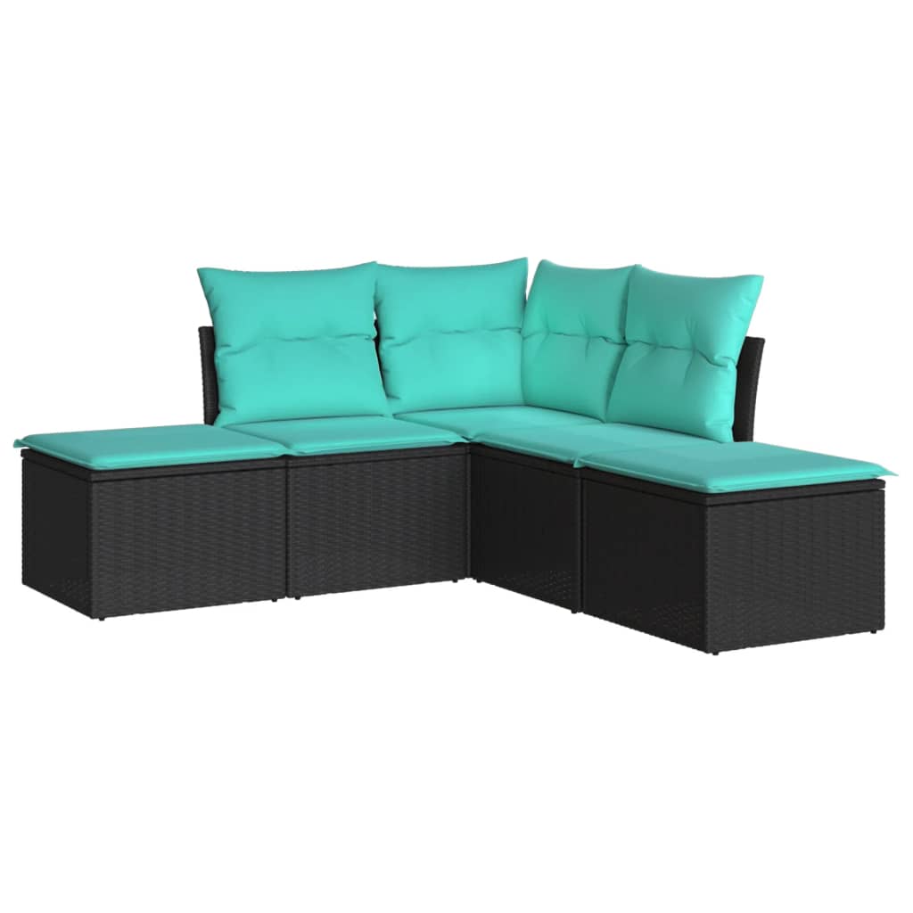 5-delige Loungeset met kussens poly rattan zwart is nu te koop bij PeponiXL, paradijselijk wonen!