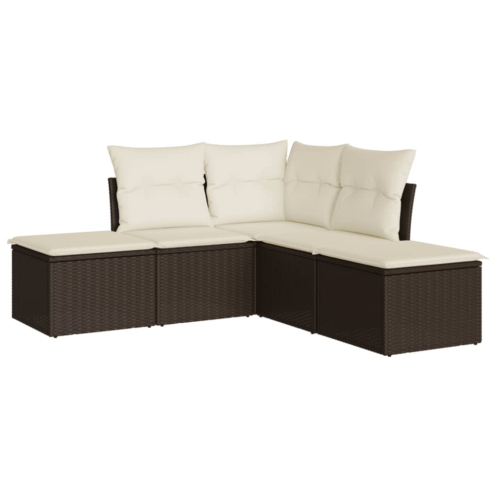 5-delige Loungeset met kussens poly rattan bruin is nu te koop bij PeponiXL, paradijselijk wonen!