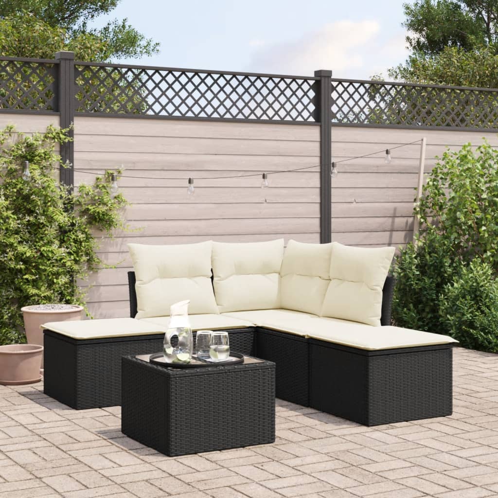 6-delige Loungeset met kussens poly rattan zwart is nu te koop bij PeponiXL, paradijselijk wonen!