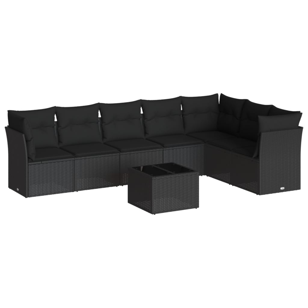 8-delige Loungeset met kussens poly rattan zwart is nu te koop bij PeponiXL, paradijselijk wonen!