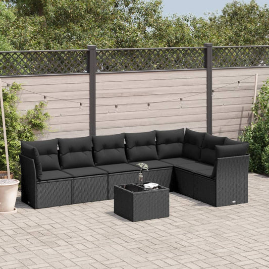 8-delige Loungeset met kussens poly rattan zwart is nu te koop bij PeponiXL, paradijselijk wonen!