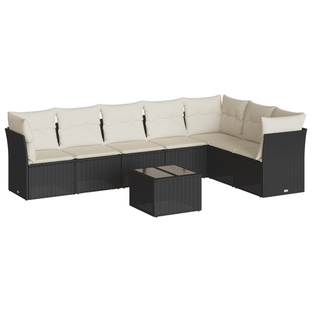 8-delige Loungeset met kussens poly rattan zwart is nu te koop bij PeponiXL, paradijselijk wonen!