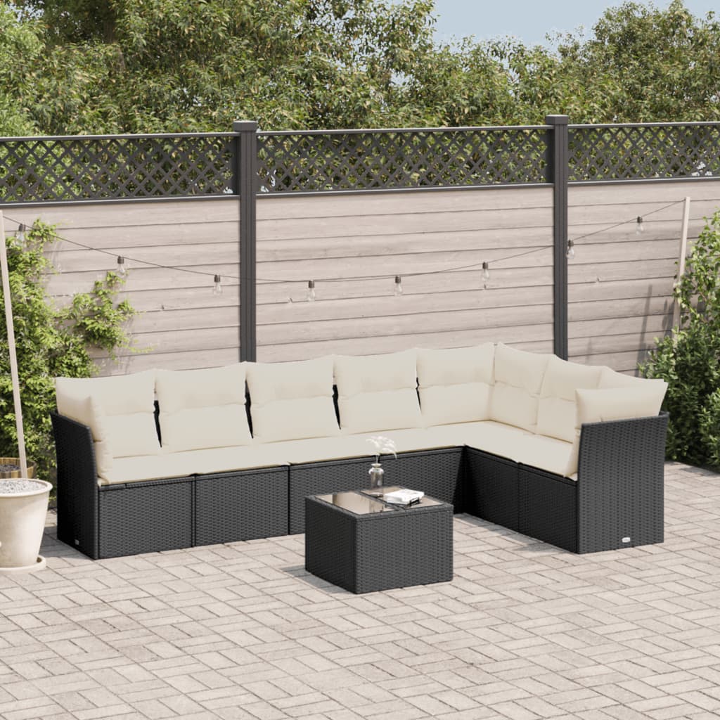 8-delige Loungeset met kussens poly rattan zwart is nu te koop bij PeponiXL, paradijselijk wonen!