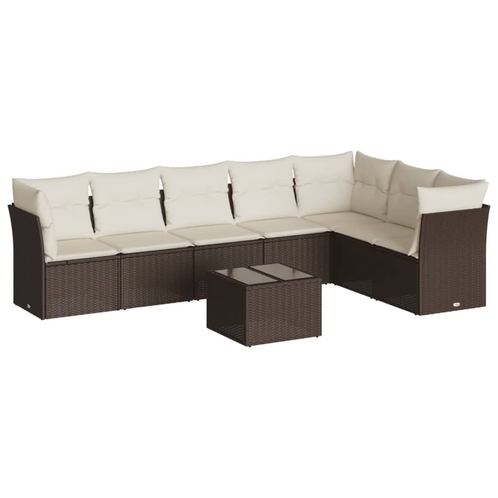 8-delige Loungeset met kussens poly rattan bruin is nu te koop bij PeponiXL, paradijselijk wonen!