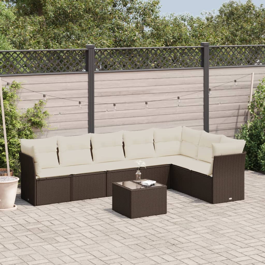 8-delige Loungeset met kussens poly rattan bruin is nu te koop bij PeponiXL, paradijselijk wonen!