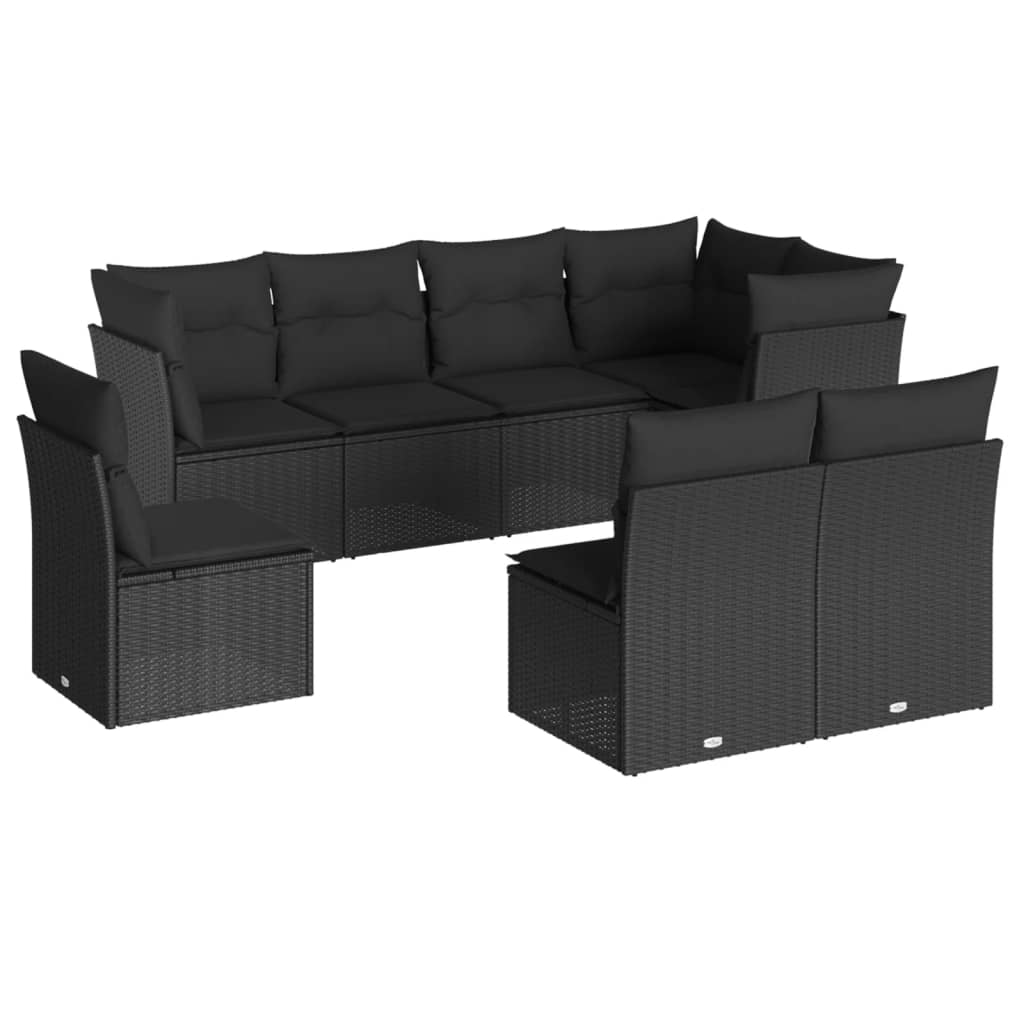 8-delige Loungeset met kussens poly rattan zwart is nu te koop bij PeponiXL, paradijselijk wonen!