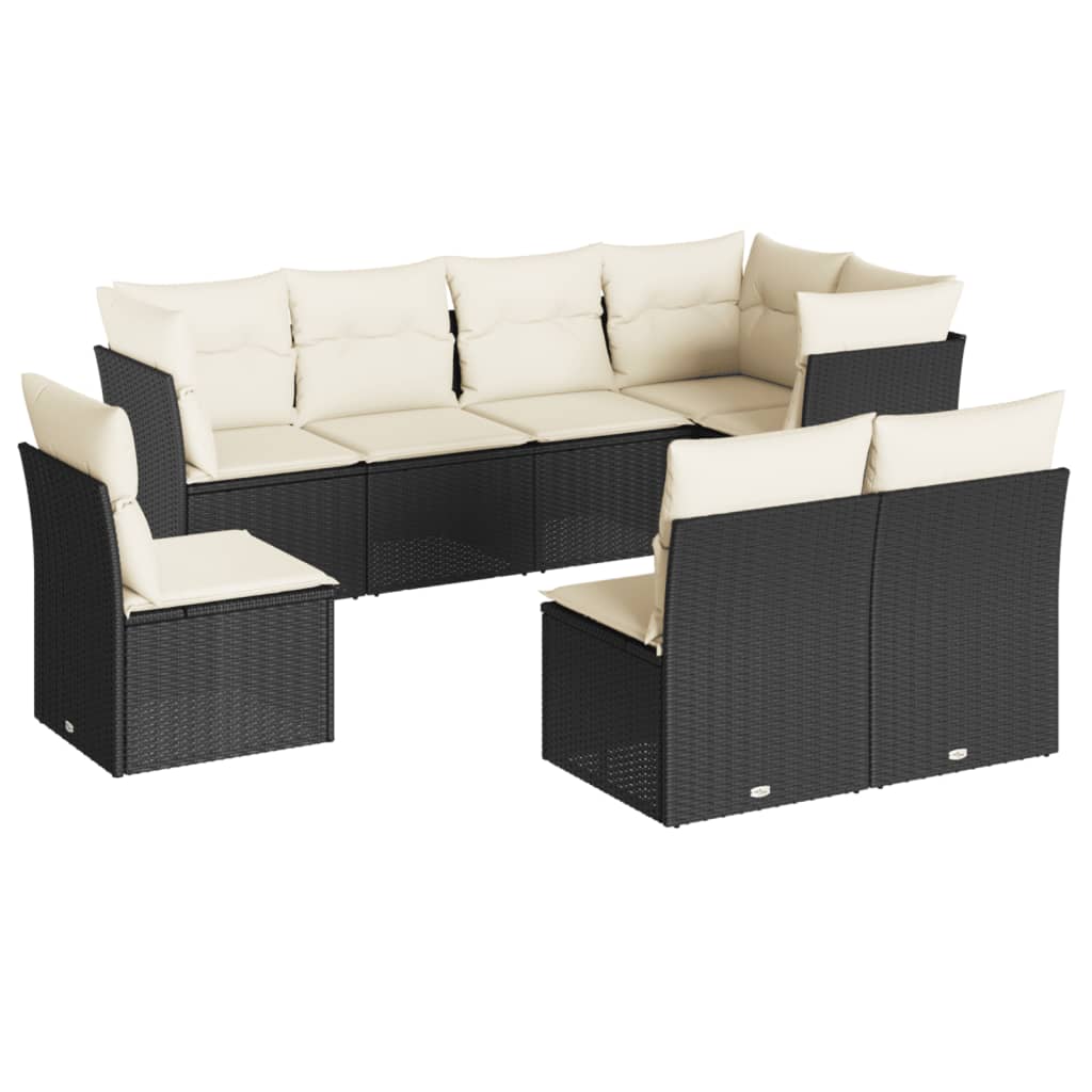8-delige Loungeset met kussens poly rattan zwart is nu te koop bij PeponiXL, paradijselijk wonen!