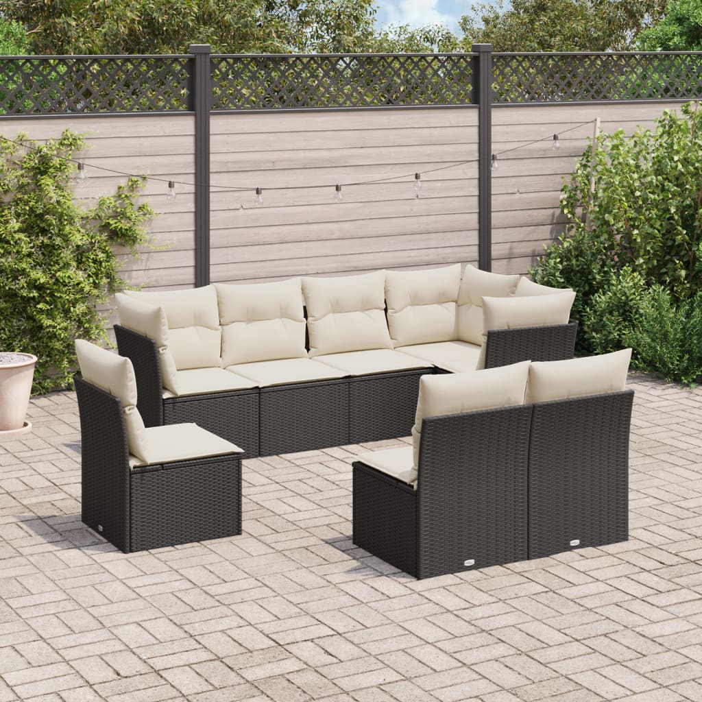 8-delige Loungeset met kussens poly rattan zwart is nu te koop bij PeponiXL, paradijselijk wonen!
