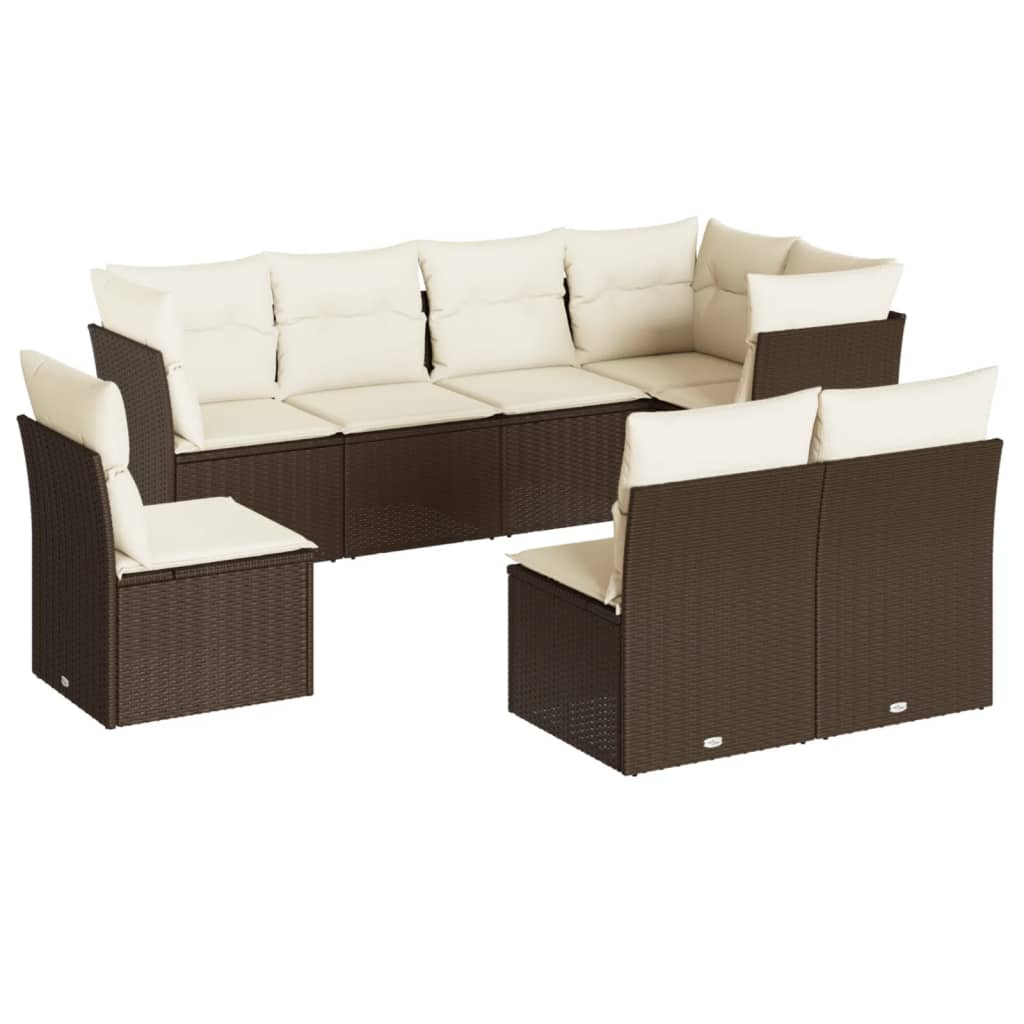 8-delige Loungeset met kussens poly rattan bruin is nu te koop bij PeponiXL, paradijselijk wonen!