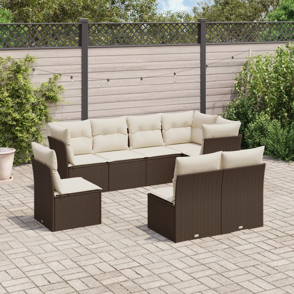 8-delige Loungeset met kussens poly rattan bruin is nu te koop bij PeponiXL, paradijselijk wonen!