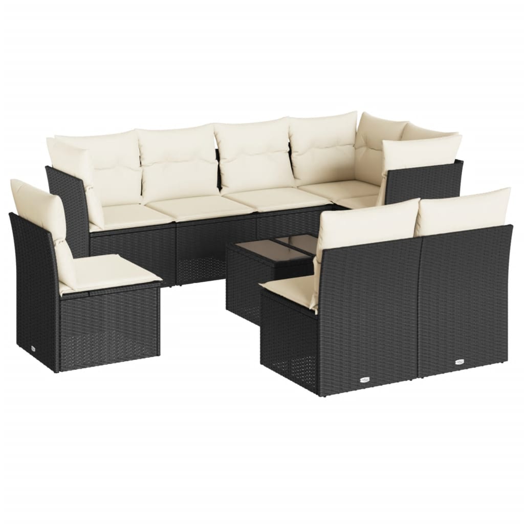 9-delige Loungeset met kussens poly rattan zwart is nu te koop bij PeponiXL, paradijselijk wonen!