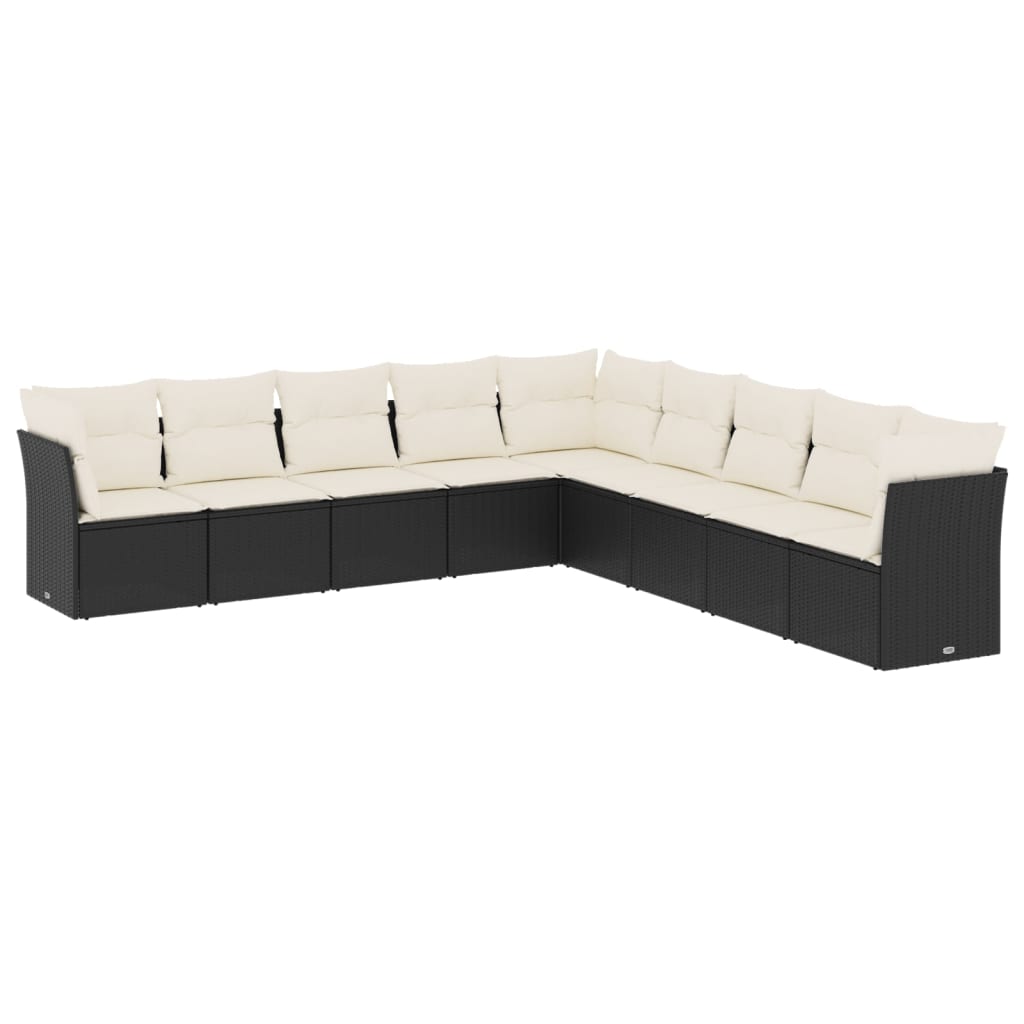 9-delige Loungeset met kussens poly rattan zwart is nu te koop bij PeponiXL, paradijselijk wonen!