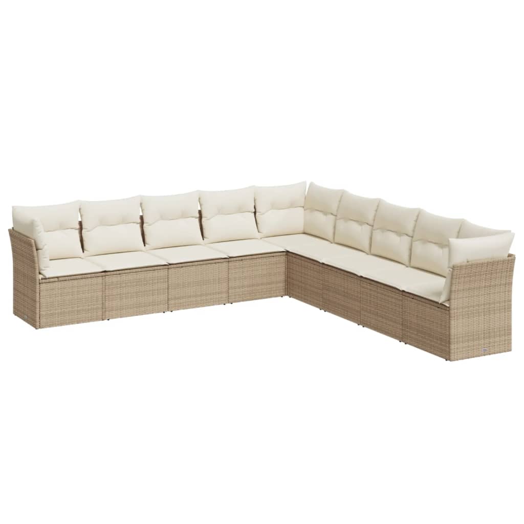 9-delige Loungeset met kussens poly rattan beige is nu te koop bij PeponiXL, paradijselijk wonen!