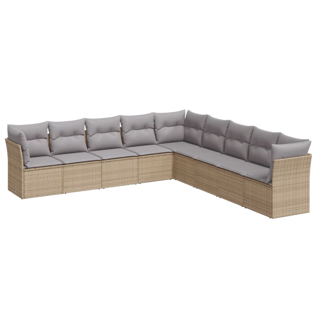 9-delige Loungeset met kussens poly rattan beige is nu te koop bij PeponiXL, paradijselijk wonen!