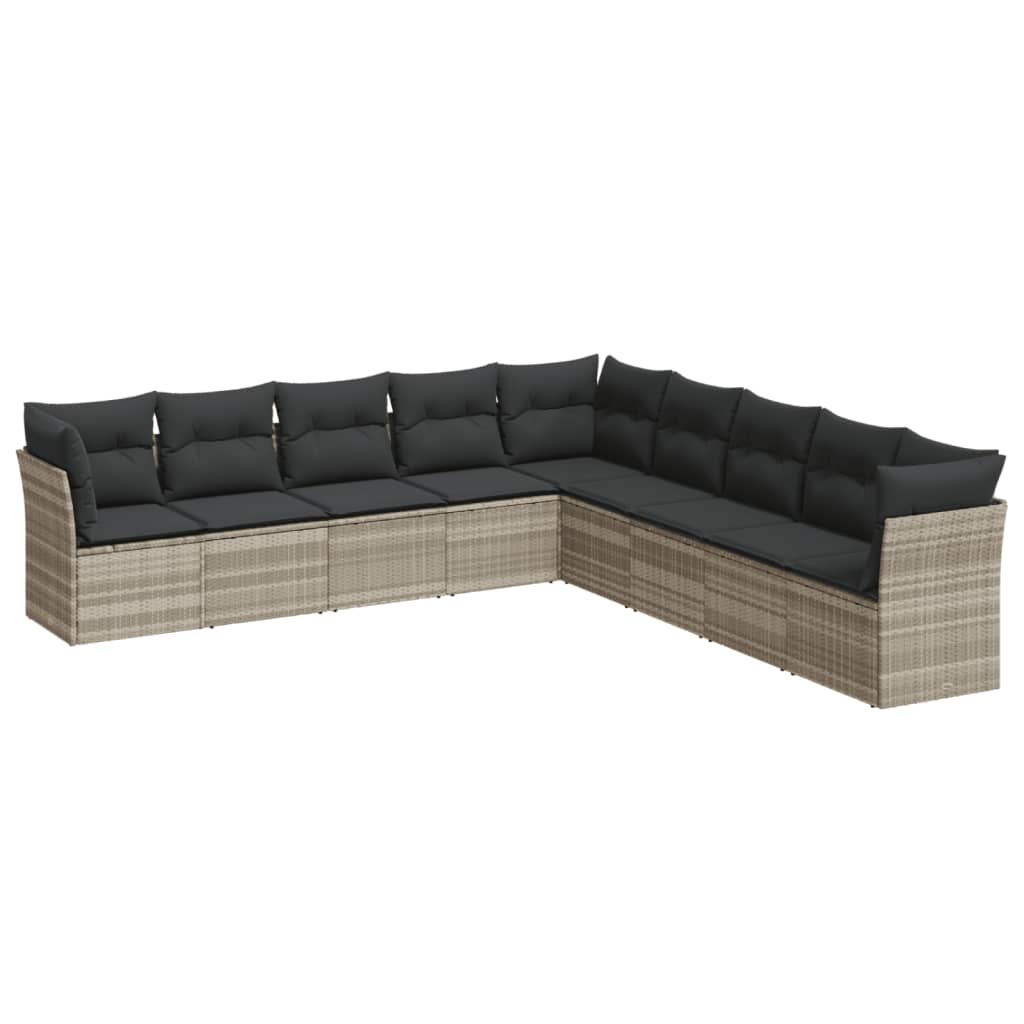 9-delige Loungeset met kussens poly rattan lichtgrijs is nu te koop bij PeponiXL, paradijselijk wonen!