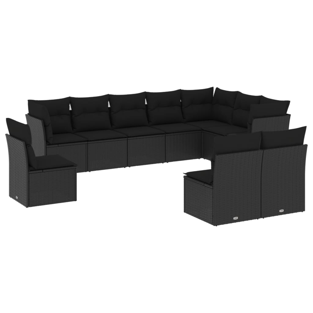 10-delige Loungeset met kussens poly rattan zwart is nu te koop bij PeponiXL, paradijselijk wonen!