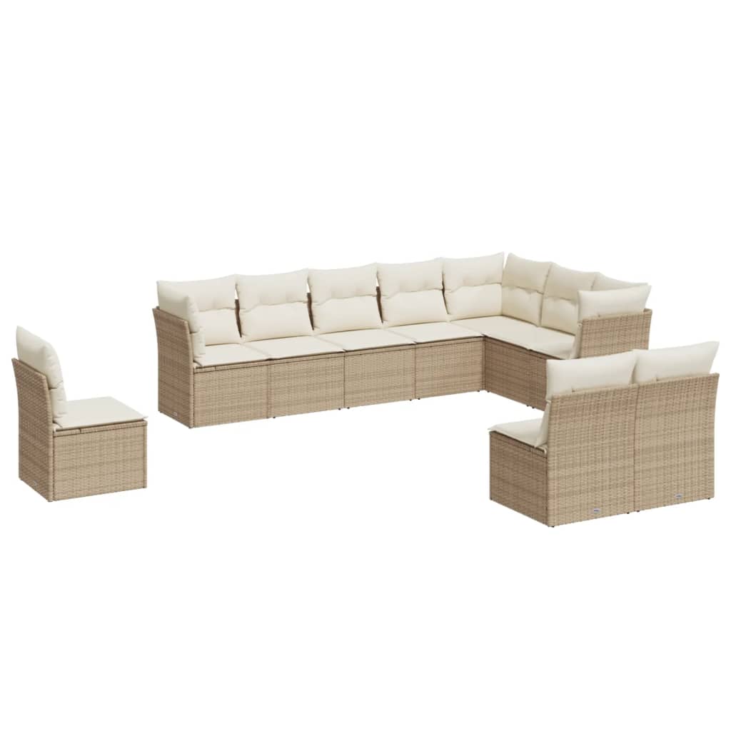10-delige Loungeset met kussens poly rattan beige is nu te koop bij PeponiXL, paradijselijk wonen!