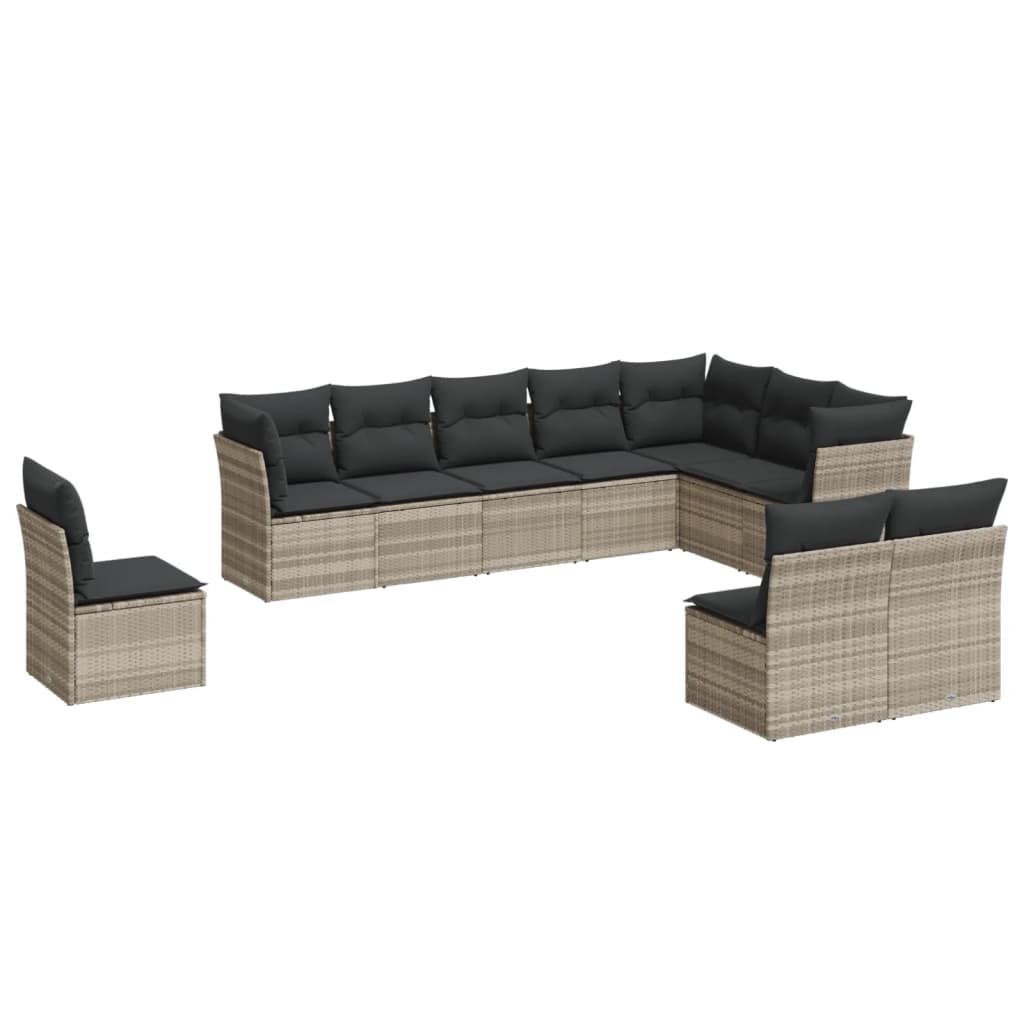 10-delige Loungeset met kussens poly rattan lichtgrijs is nu te koop bij PeponiXL, paradijselijk wonen!