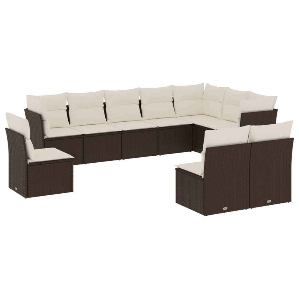 10-delige Loungeset met kussens poly rattan bruin is nu te koop bij PeponiXL, paradijselijk wonen!