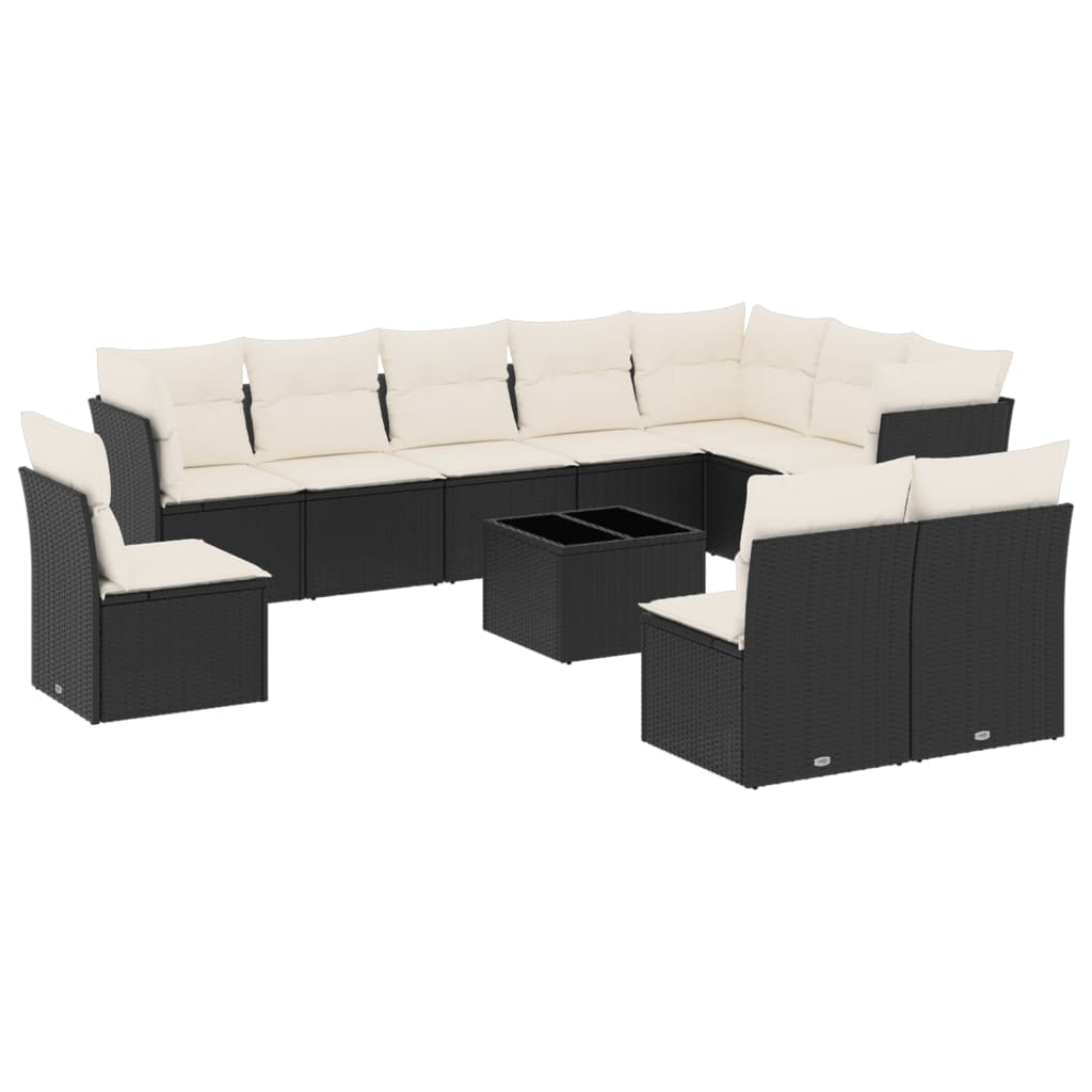 11-delige Loungeset met kussens poly rattan zwart is nu te koop bij PeponiXL, paradijselijk wonen!