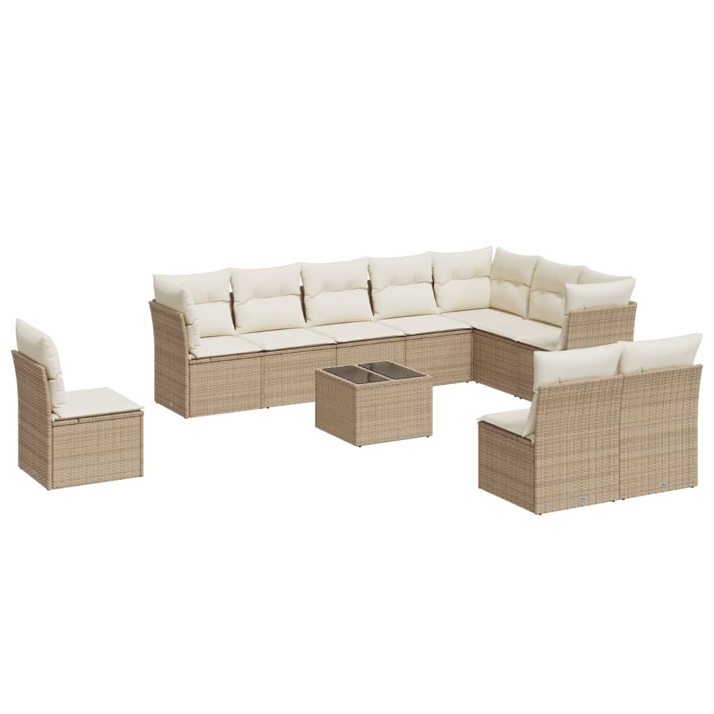 11-delige Tuinset met kussens poly rattan beige is nu te koop bij PeponiXL, paradijselijk wonen!