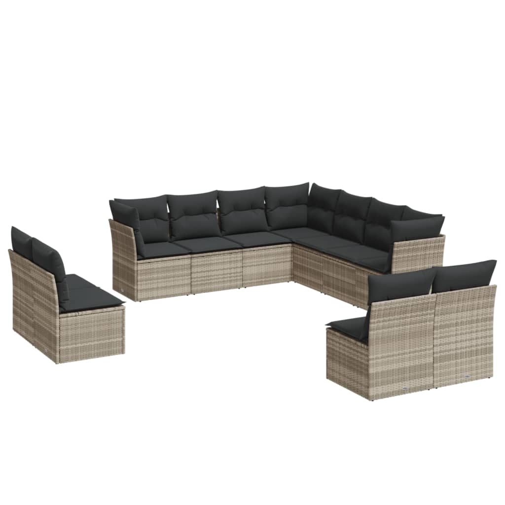 11-delige Loungeset met kussens poly rattan lichtgrijs is nu te koop bij PeponiXL, paradijselijk wonen!