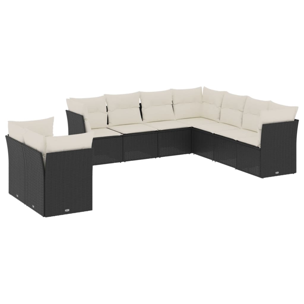 9-delige Loungeset met kussens poly rattan zwart is nu te koop bij PeponiXL, paradijselijk wonen!