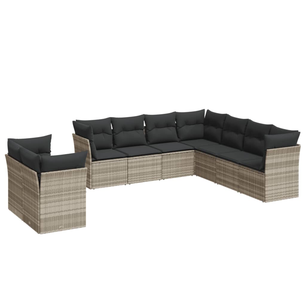 9-delige Loungeset met kussens poly rattan lichtgrijs is nu te koop bij PeponiXL, paradijselijk wonen!