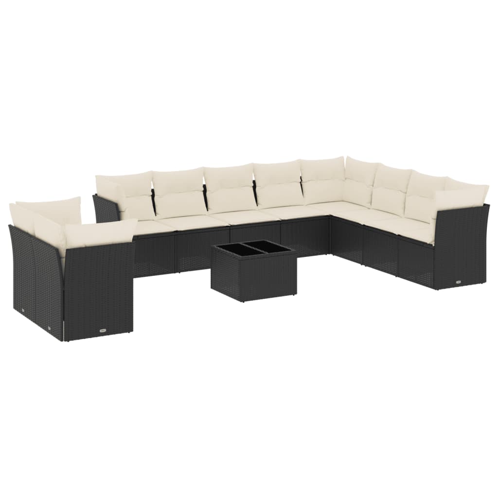 11-delige Loungeset met kussens poly rattan zwart is nu te koop bij PeponiXL, paradijselijk wonen!