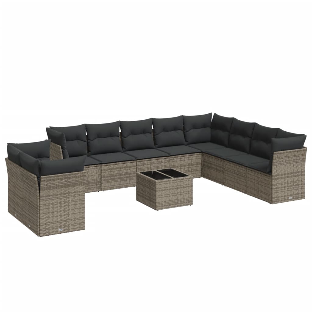 11-delige Loungeset met kussens poly rattan grijs is nu te koop bij PeponiXL, paradijselijk wonen!