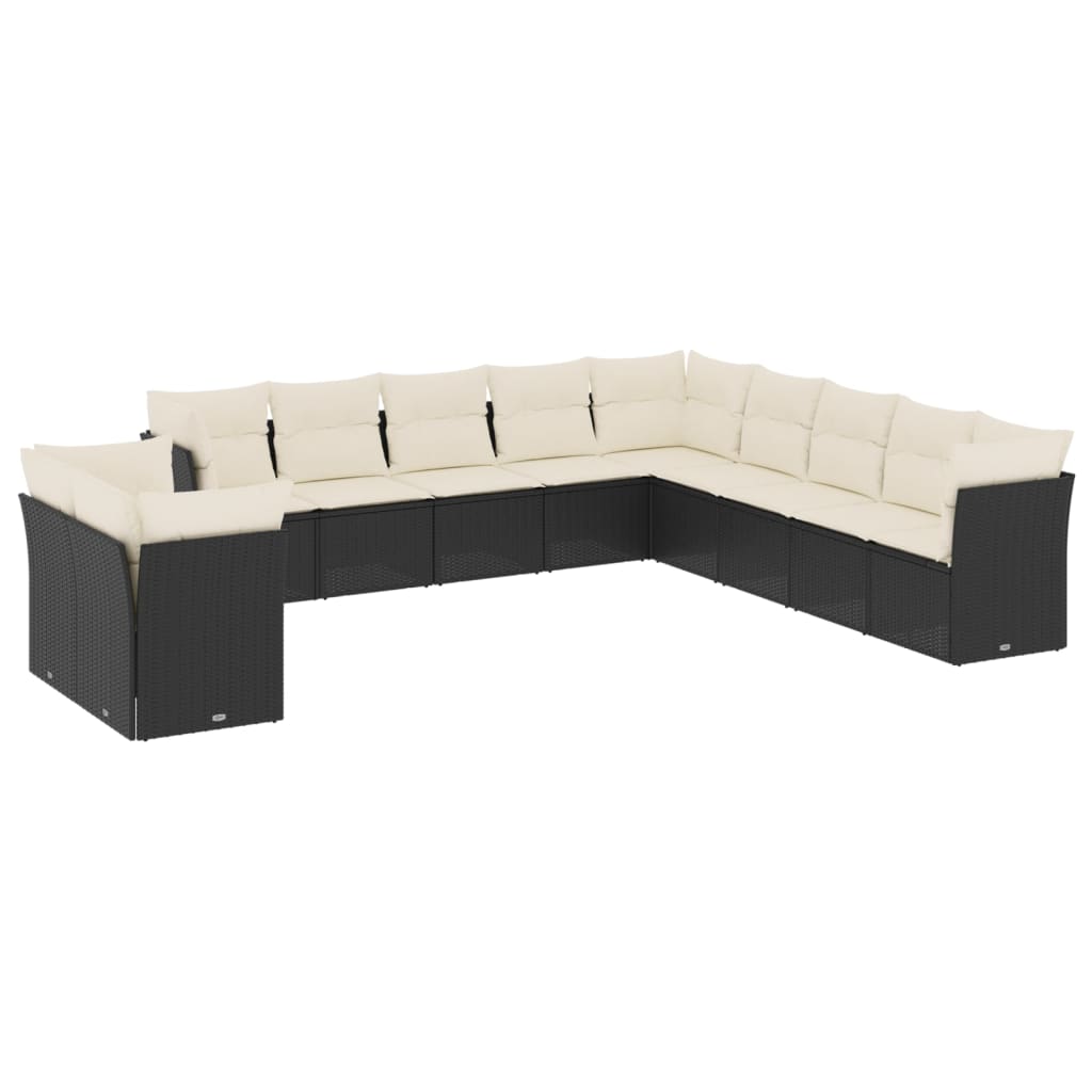 11-delige Loungeset met kussens poly rattan zwart is nu te koop bij PeponiXL, paradijselijk wonen!