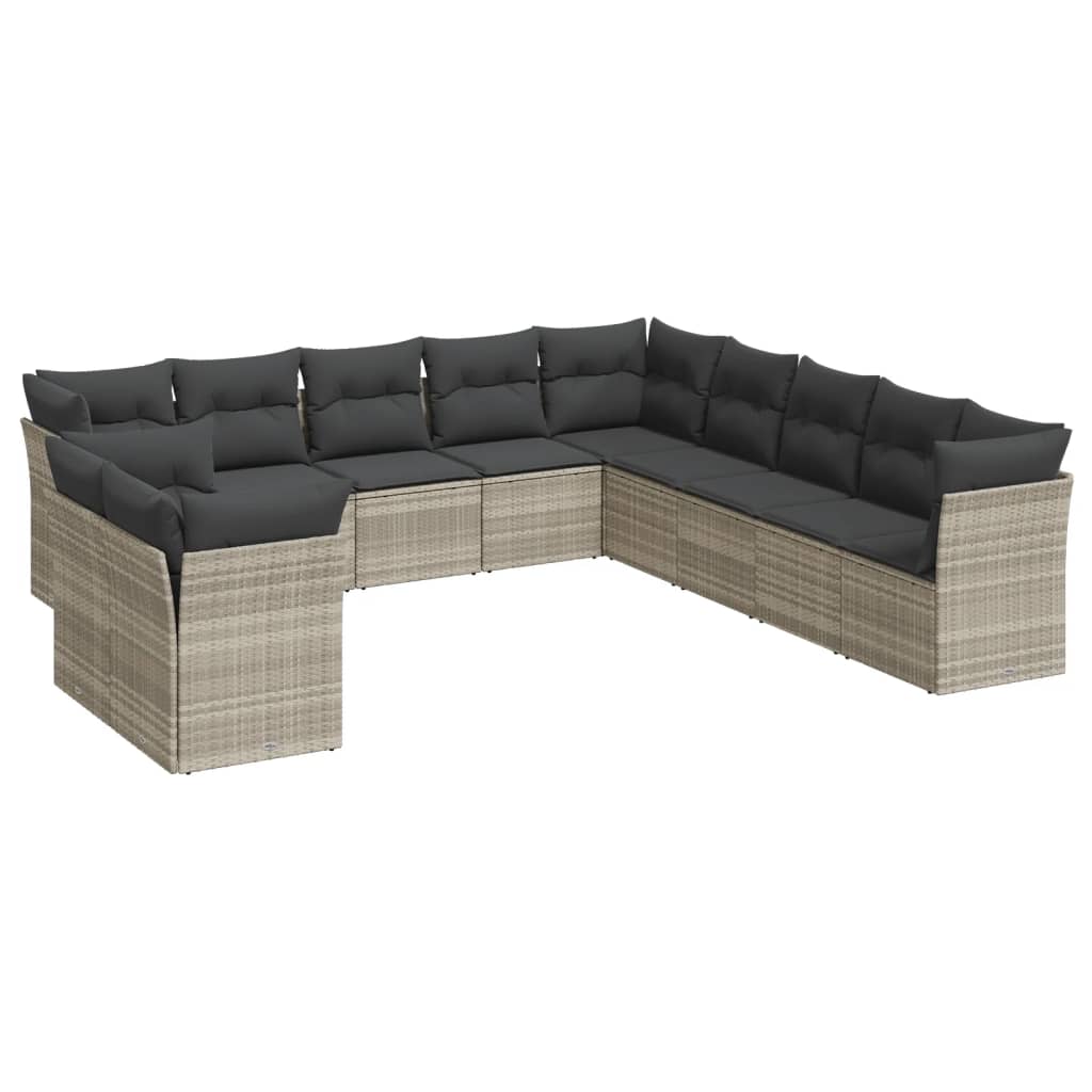 11-delige Loungeset met kussens poly rattan lichtgrijs is nu te koop bij PeponiXL, paradijselijk wonen!