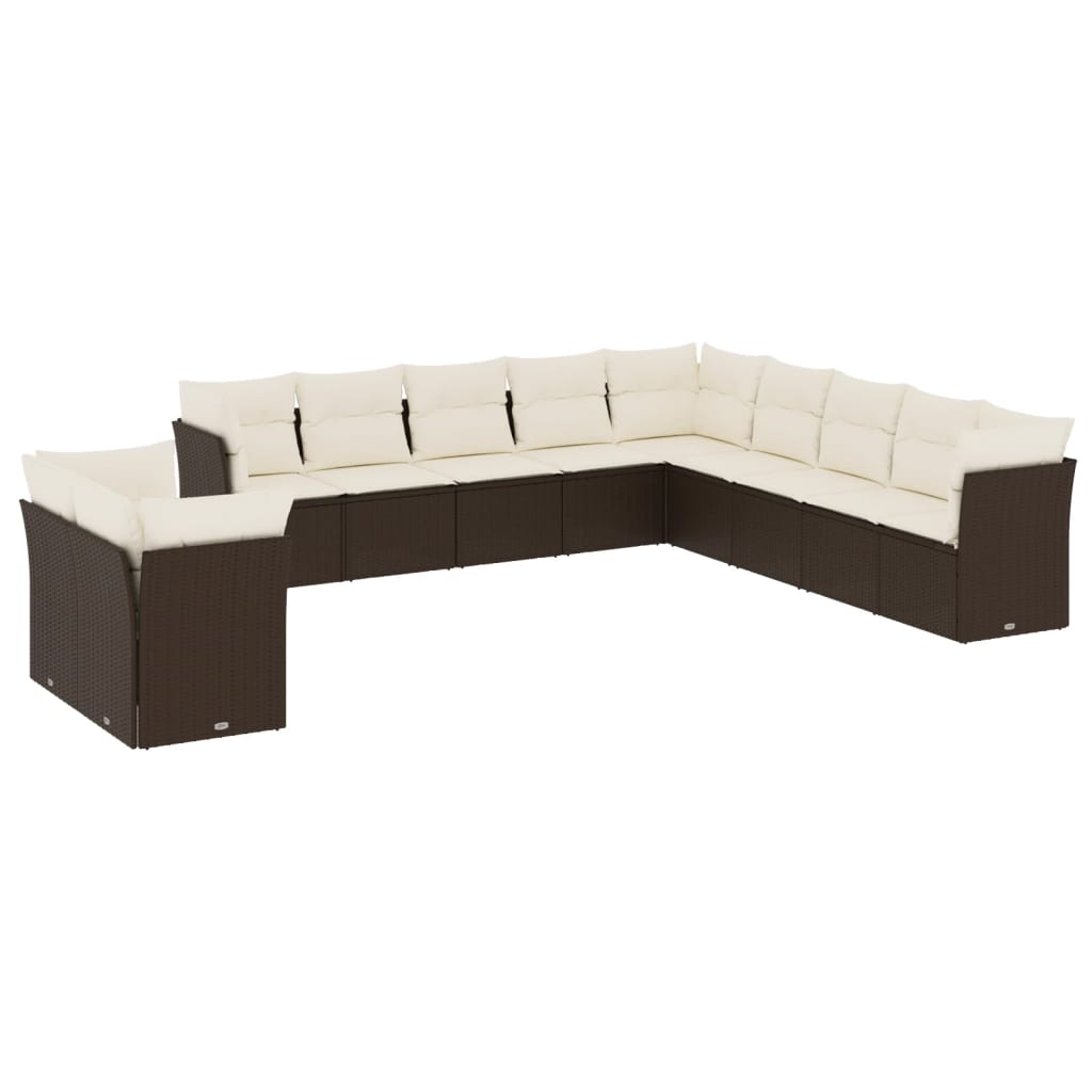 11-delige Loungeset met kussens poly rattan bruin is nu te koop bij PeponiXL, paradijselijk wonen!